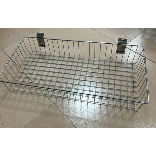 Stainless Steel Slatwall Basket, Size: 24x15x4 Inch