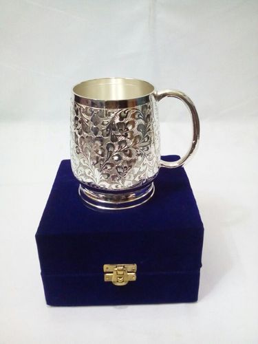 Copper Cup With Silver Finish, For Home, Capacity: 200 Ml
