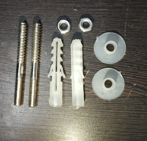 Brass, Plastic Full Thread Wash Basin Screw Set, Polished