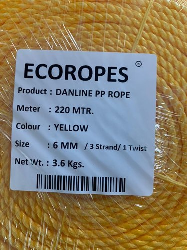 Yellow DANLINE PP ROPE, For Multi Purpose, Size: 2 MM - 32 MM