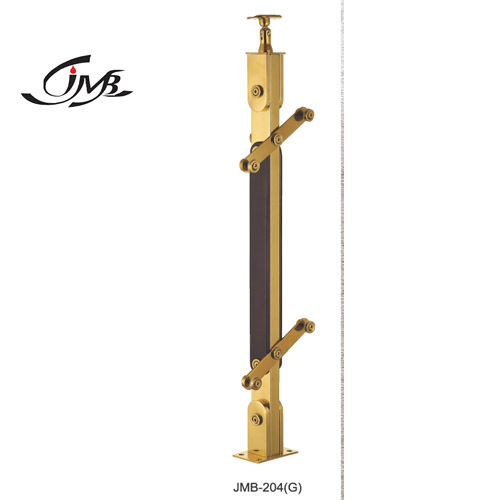 Golden Finish Wooden Glass Railing Baluster, Model: JMB- 204 (G), Size: 850 mm
