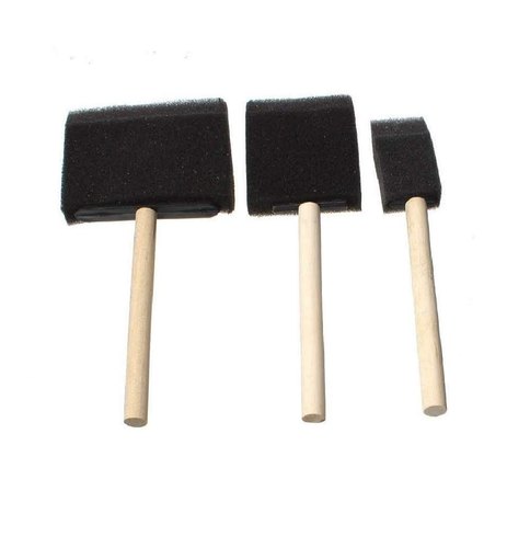 Soft Rectangular Wooden Handle Black Foam Sponge Brush, For Cleaning