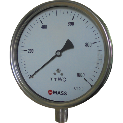 Analog 1000 Mmwc WPP Solid Front Process Pressure Gauge, For Industrial